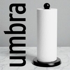 NEW UMBRA Modern Dewdrop Black Weighted Paper Towel Holder Kitchen 13" 6.5" home